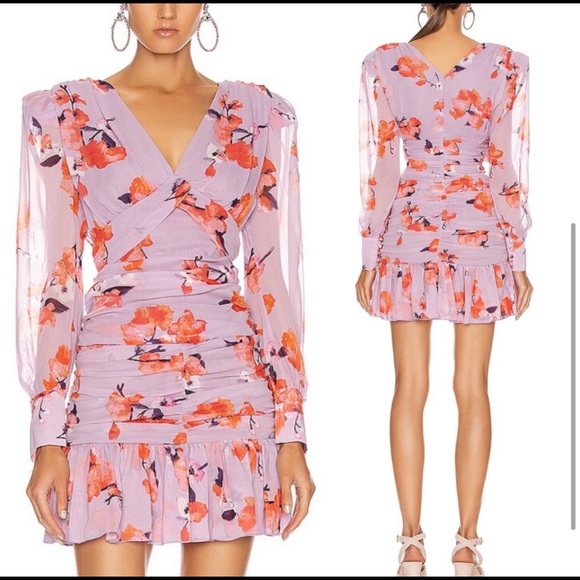 NICHOLAS Gathered Frill Lavender Dress - Picture 4 of 5